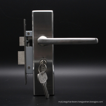 Europ standardstainless steel 304 lever handle lock with lock body and cylinder for timber door